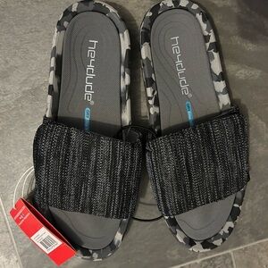 Hey Dude Black and Gray Camouflage Slides